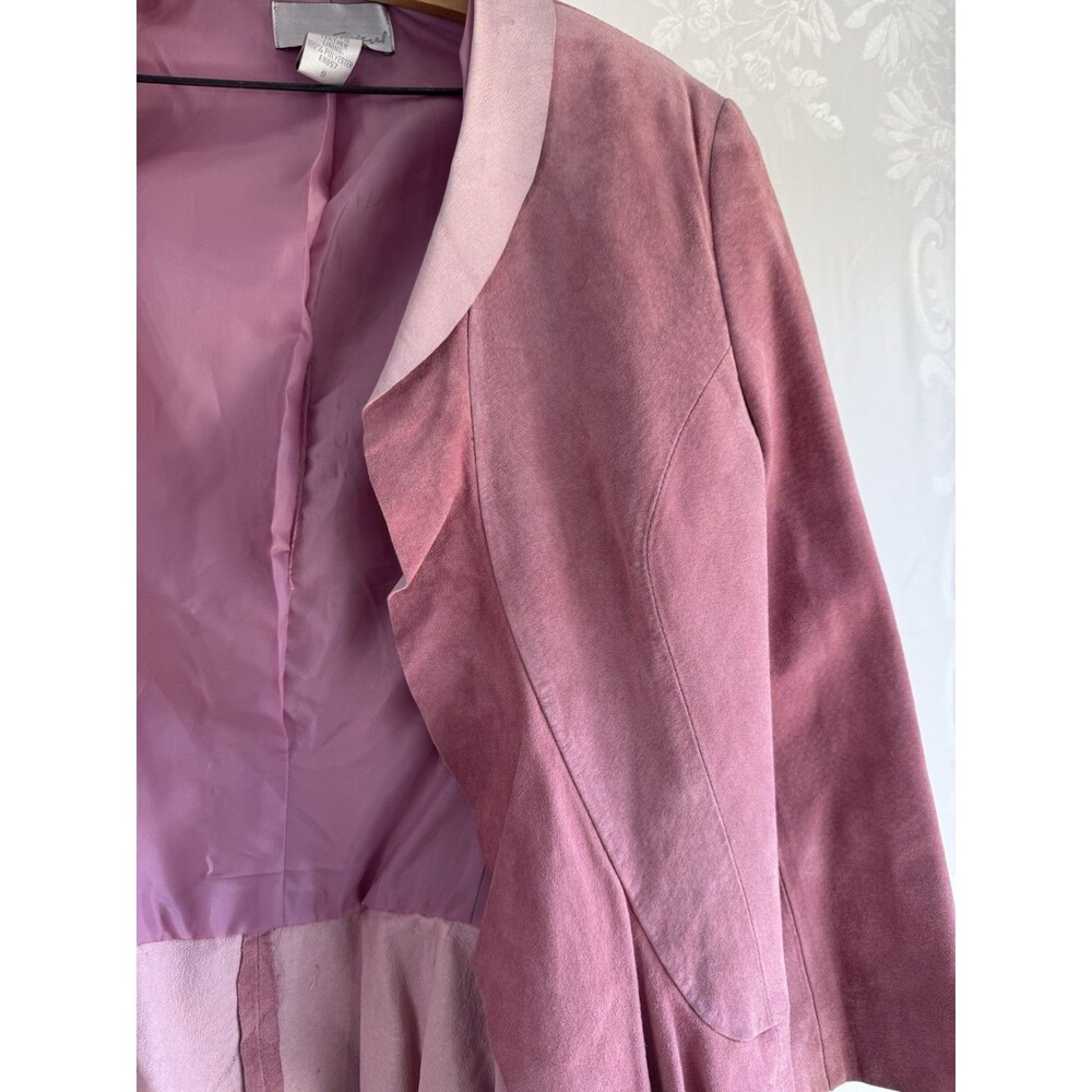 Vtg Y2K Spiegel Pink Suede Pig Leather Jacket Flare Bottom Jacket Open Front Sm - Picture 2 of 10